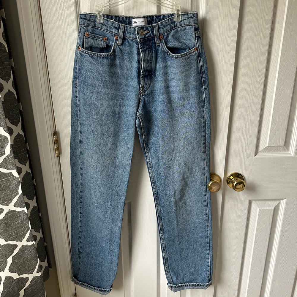 Zara Mid Rise Straight Leg